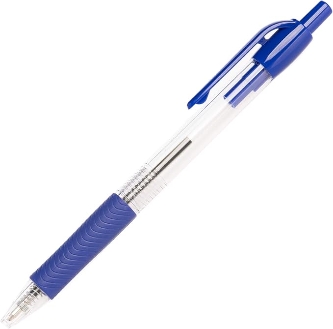 Simply Genius Blue Ballpoint Pens - 200 Bulk Pens, Retractable, Blue Ink - Smooth Writing & Ergonomic for Note Taking & Journal Supply