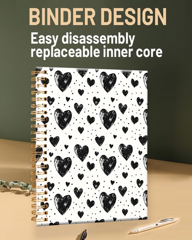 Spiral Journal Notebook for Women,A5 College Ruled Notebooks 6"x 8.4", 120 Pages (60 Sheets) Lined Journal with Premium Thick Paper,Perfect for School Office Home(Love Heart)