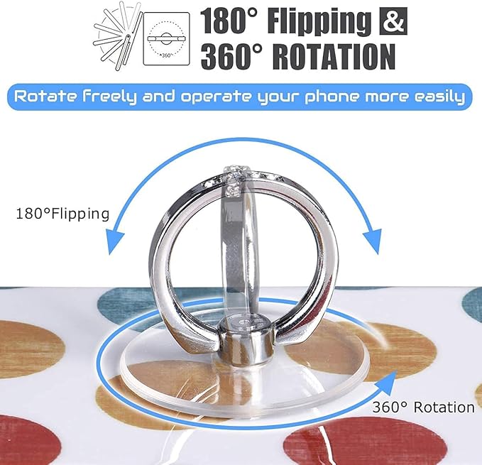 Transparent Phone Ring Holder Grip - EI Sonador Clear Cell Phone Ring Stand Holder Finger Grip Kickstand 360° Rotation, Compatible with Most of Phones, Tablets and Case (2 Rose Gold Diamond)