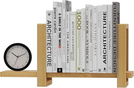 Adjustable Desktop Bookshelf, Retro Tabletop Bookshelf, Desk Shelf for Top of Desk in Living Room, Home, Office, Perfect for Magazine, Books, Cookbooks, No Tools Required to Assemble (Yellow)
