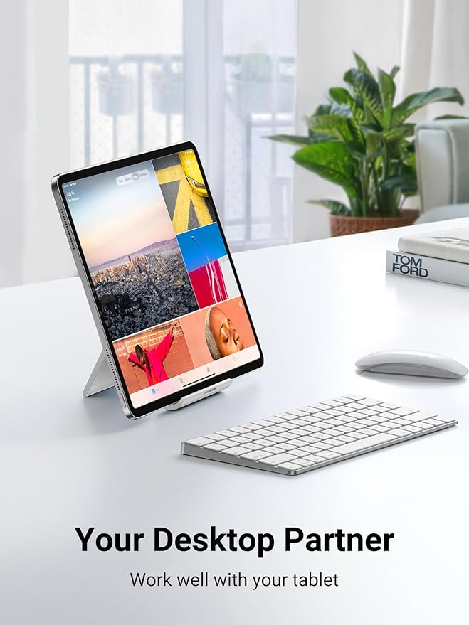 UGREEN Tablet Stand Holder for Desk 2 Pack Stand Compatible with iPad 10.2 11 Inch 9.7 Pro Mini 6 5 4 3, Desktop Portable Phone Holder Adjustable Home Office Accessories, White