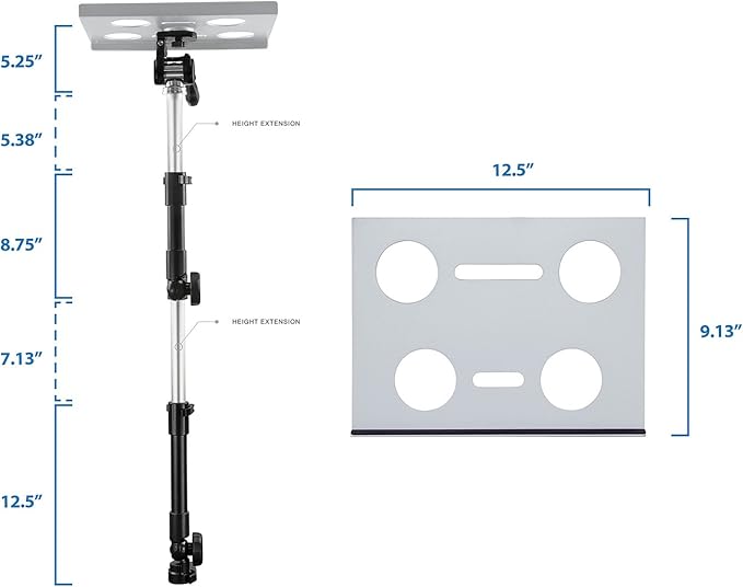 Mount-It! Car Laptop Mount, No-Drill Passenger Seat Laptop Stand for 12–15.4 Inch Laptops up to 9 lbs, Height Adjustable Full Motion Vehicle Laptop Mount