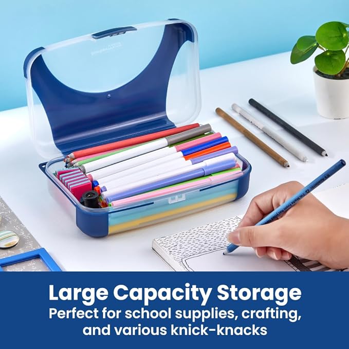 LockerMate by Bostitch Hard Pencil Case, Durable Plastic Pencil Box, Kid-Friendly Design