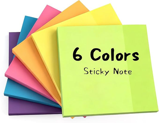 492PCS to-Do List Sticky Notes - CARGEN Memo Stickers, 3x3in Large Colorful Self-Sticky Note Pads for Office, Meeting, Home and School Study Supplies, 82 Sheets/Pad, 6 Pads, 6 Colors