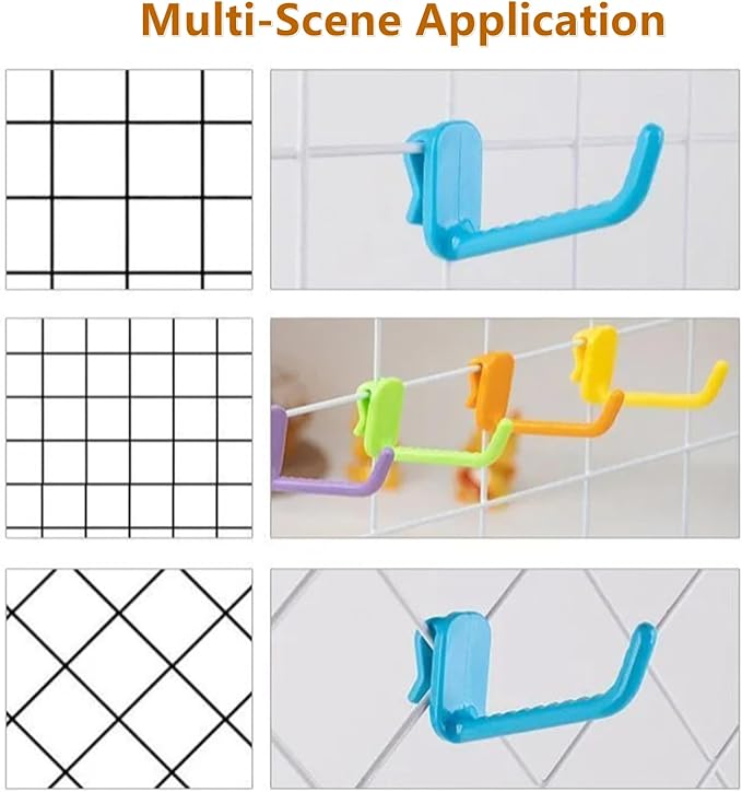 12 Pcs Grid Wall Hooks - Black Plastic Utility Hooks for Hanging, Ideal for Garage, Warehouse, Shop & Home Organization
