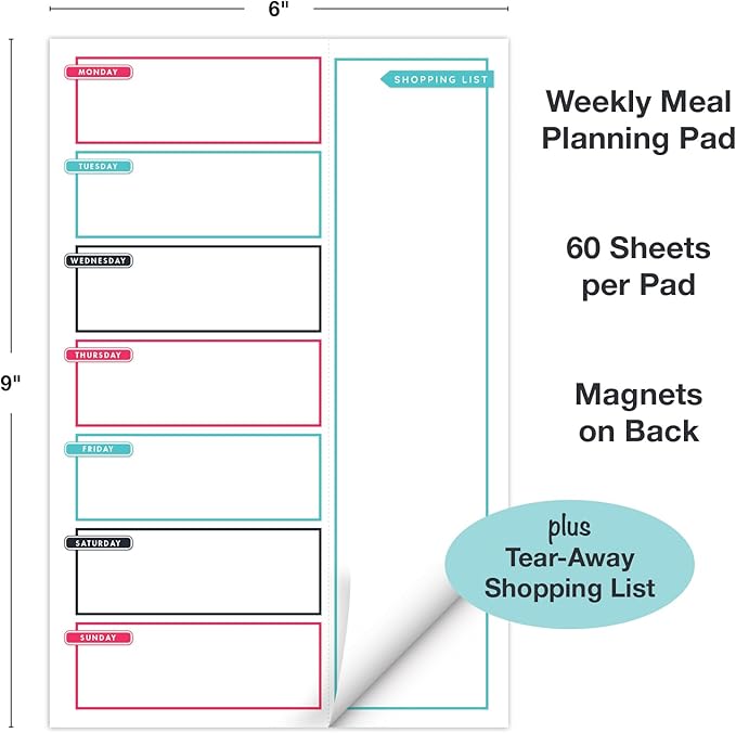 Global Printed Products 6" x 9" Vertical Meal Planning Pad, 60-Sheets, Always Right