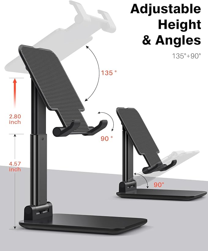 Anozer Tablet Stand Foldable & Adjustable, Monitor Stand 5.55*3.94" Wide, Fit for iPad Holder Stand Compatible with iPad Pro 11, 12.9/iPad 10.9 10th, Surface Pro, Portable Monitor 4.7-15.6"