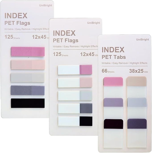 UniBright Sticky Index Tabs Combo Pack Tabs for Notebooks Page Markers Page Tabs Book Tabs and Annotation Tabs Assorted Morandi Colors (316)