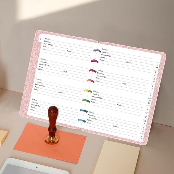 A5 TUL Discbound Password Book Refills - 8-Disc A-Z Password Notebook Refill Paper with Alphabetical Tabs, 120gsm White Paper, 5.8" x 8.3"