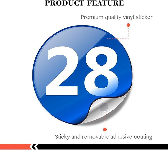 NAVADEAL 2" & 3” Round Number 1-50 Adhesive Stickers in Blue, Red, Black, Green - Inventory Storage Labels, Great for Marking Bins or Toolbox for Daily Use in School, Office, Workshop