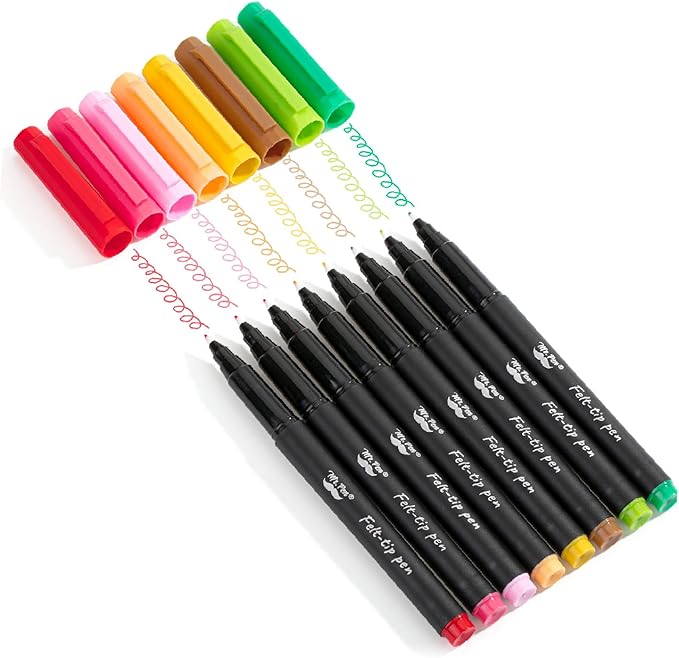 Mr. Pen- Felt Tip Pens, 8 Pack, 0.7mm Colorful Felt Pens, No Smear, Quick Dry
