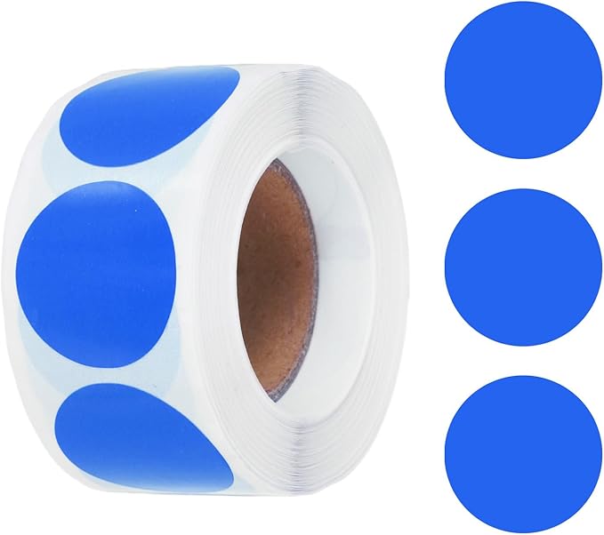 uxcell 500pcs Blue Round Stickers Roll 1 Inch Self-Adhesive Stickers Coding Label Removable for DIY Crafts Homework, Office, Shop, Home, Classroom Marking