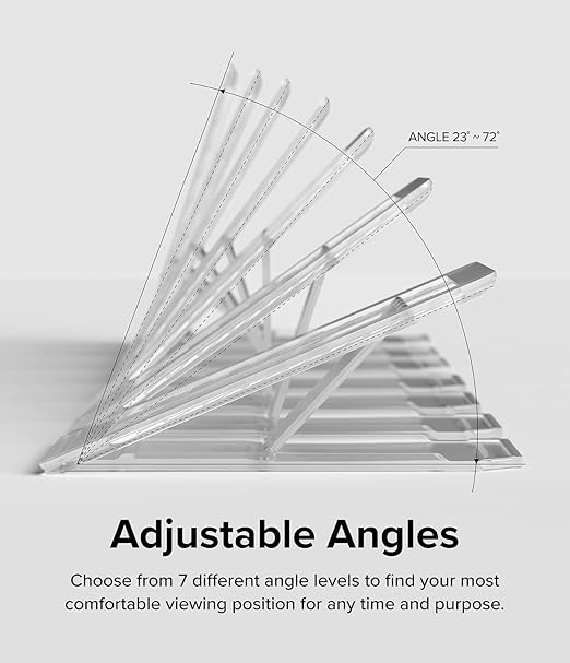 Ringke Outstanding Universal Tablet Stand Spring-Action Adjustable Slim Thin Kickstand Multi Angle Adhesive Holder for iPad, Android Tablets, E-Reader, and More - Clear Mist