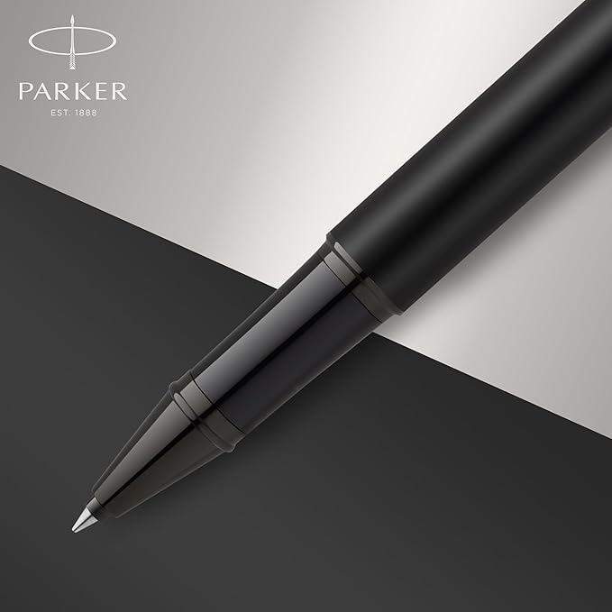Parker IM Rollerball Pen, Fine Point, Matte Black with Black Trim, Black Ink Refill, Gift Box – Ideal for Smooth Writing, Students & Professionals
