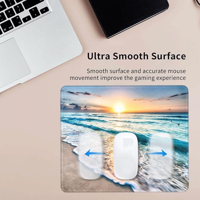 Gaming Map Mouse Pad,Cusetom Small Mousepad with Designs,Non-Slip Rubber Base Gaming MousePads for Computers Laptop Office,9.5"x7.9"x0.12"(240mmx200mmx3mm),Beautiful Sunrise Beach