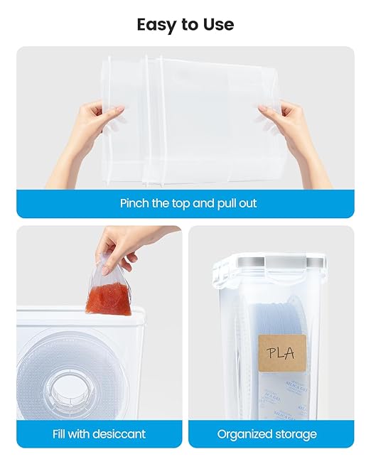 YOOPAI Filament Storage Box - 5 Pack Filament Container for 3D Printing Sealing and Protection - Portable Storage Box with Desiccants&Label for Home&Office,Water-Proof and Dust-Proof 4.0L(9.03*8*3)