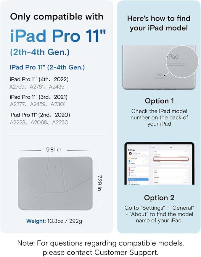 MOFT Dynamic Folio Tablet Stand for Desk Compatible with iPad Pro 11" (4th 2022 | 3rd 2021 | 2nd 2020), Slim Magnetic Tablet Holder Case with 20+ Viewing Angles, Cement x Sapphire