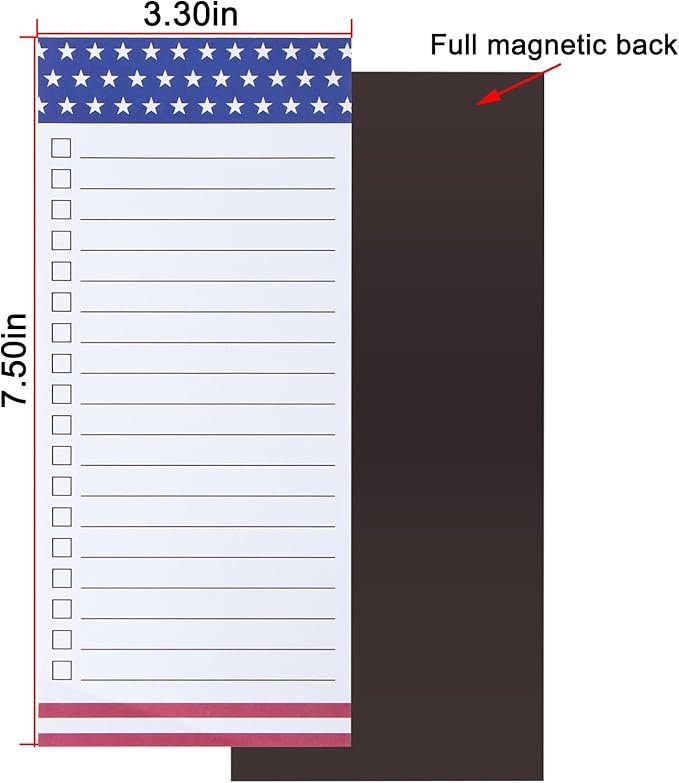 4 Pack Magnetic Notepads for Refrigerator,Grocery List Large Magnet Pad for Fridge,Full Magnet Design Magnetic Memo Pads for Grocery List, Shopping List, To-Do List (7.5 x 3.5 inch, 4×50 Sheets)