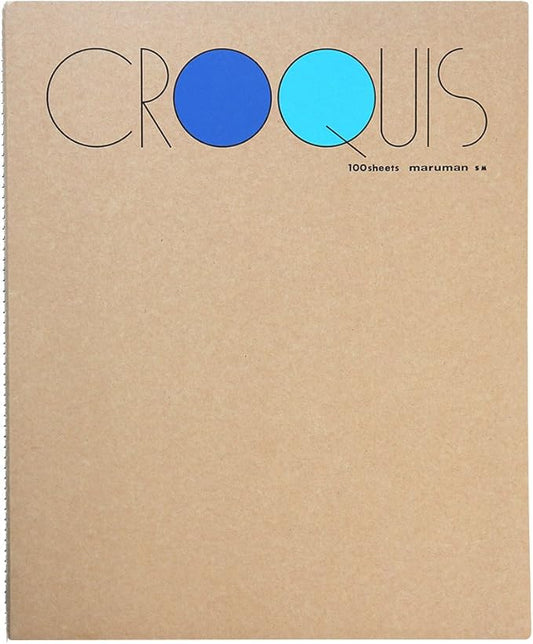 Maruman Croquis Premium Quality Drawing Pad, Medium, 12.13" x 10.04", Acid-Free Drawing Paper, Durable TSK Thread Binding, Classic Cardboard Cover, Portable Artist Sketchbook, Blue, Made in Japan