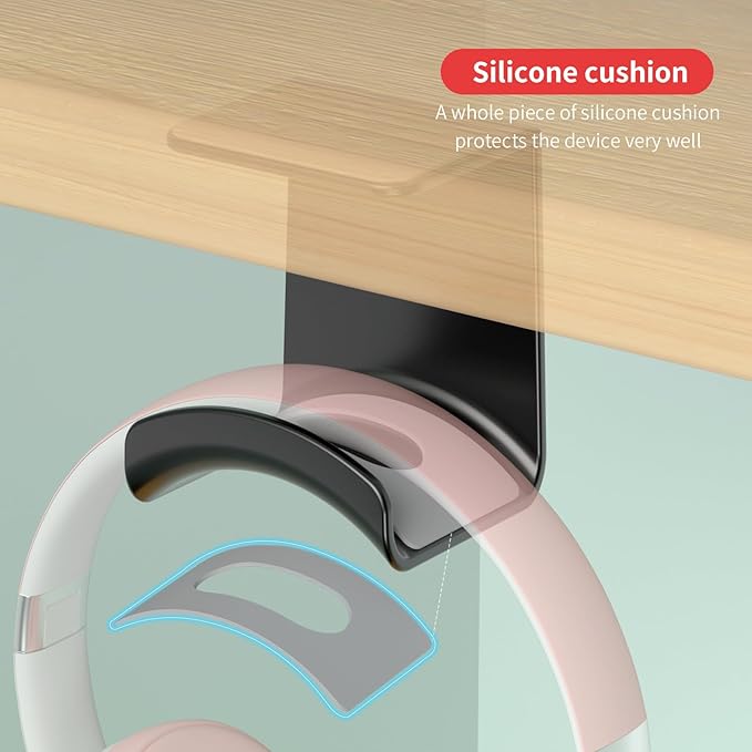 2 Pcs Headphone Stand for Desk Mini Headphone Hanger Holder with Strong Adhesive Game Headset Stand Headset Holder (ZY88 Under Desk 2pcs)