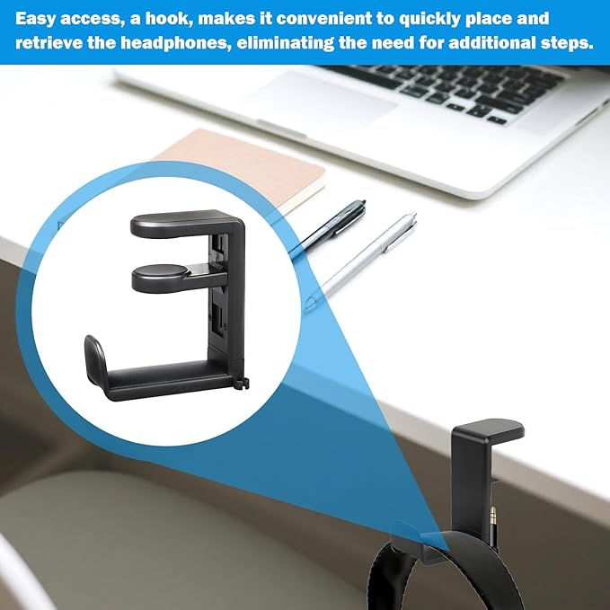 Rotating Headphone Stand,Headphone Holder Desk,Pc Gaming Headset Holder,Adjustable Clamp-On Under Hanger,360 Degree Adjustable Rotation