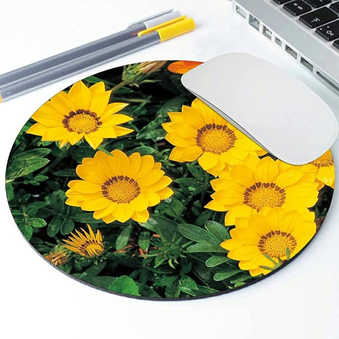 Sunflower Round Mousepad, Personalized Custom Design Mouse Pads，Cute Waterproof Circular Non-Slip Rubber Base Small Mouse Pad， Mousepad for Laptop Computers, 7.9 x 7.9 x 0.12 Inch (sunflower2)