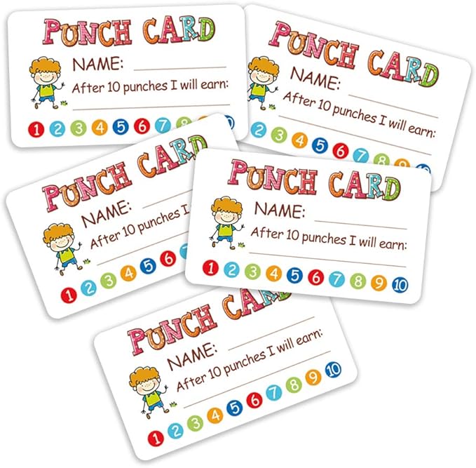 Punch Card, 100pcs Reward Incentive Card for Teacher, Behavior Chart for Kids, Homeschool Classroom Supplies for Motivation