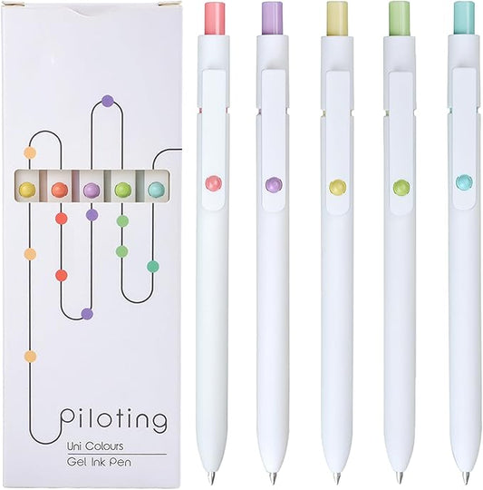 Gel Pens, 5Pcs 0.5mm Fine Point Pens With Smooth Writing, Quick Dry Aesthetic Pens For Journaling, Ballpoint for Office Writing Supplies, Gifts for Women and Men (Ivory White)