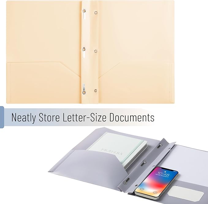 Mr. Pen- Plastic Folders with Pockets and Prongs, 15 Pack, Letter Size, Assorted Modern Tones, Flexible Plastic Folders with Prongs