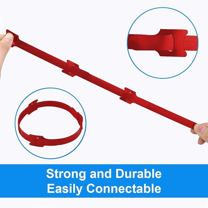60 PCS 6 Inches Reusable Cable Ties, Wire Ties, Cord Organizer, Cable Organizer, Adjustable Cable Management - Red