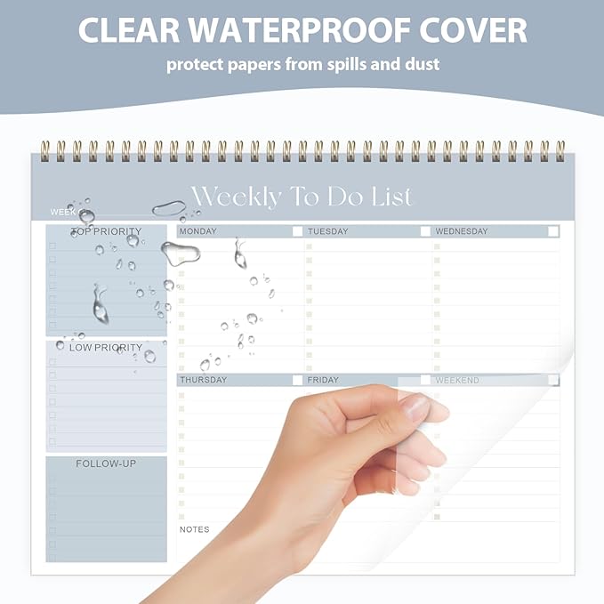Weekly To Do List Notepad, Undated Planner with 52 Sheets (8.5''x11''), Desk Weekly Planner for Women & Man, Home School & Work (Pack of 2)