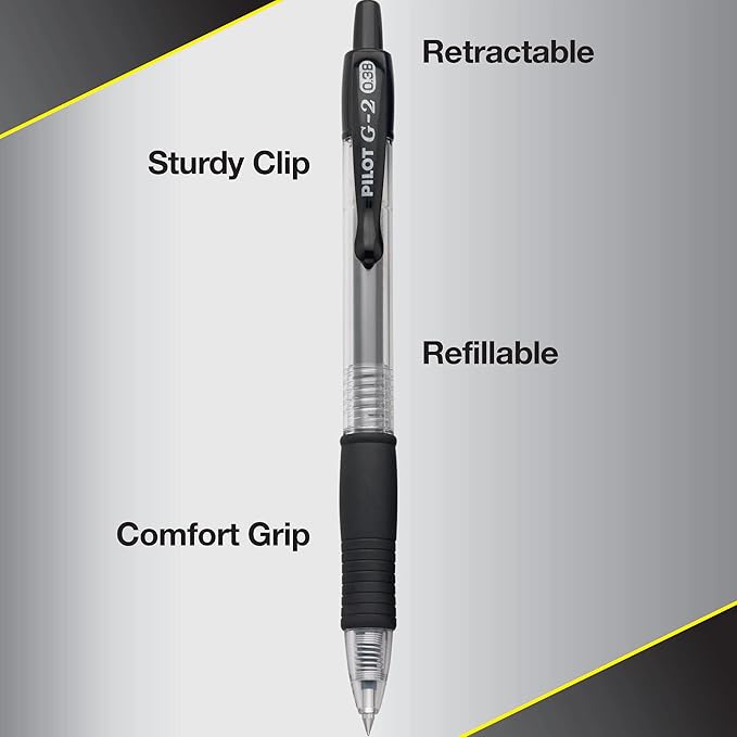 Pilot, G2 Premium Gel Roller Pens, Ultra Fine Point Gel Pens 0.38 mm, Pack of 4, Black