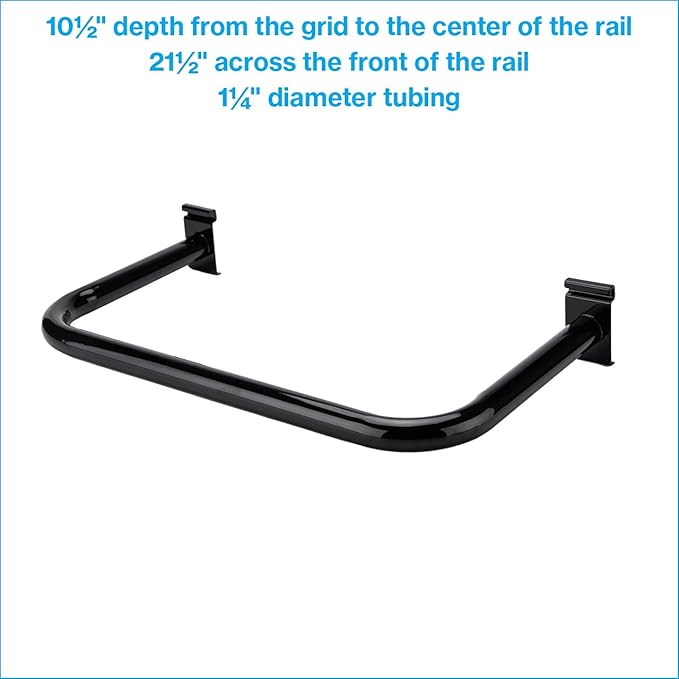 SSWBasics U-Shaped Black Hangrail for Wire Grid - For Grid Wall or Slat Grid - Sleek Black U-Shaped Hangrail Grid Wall Accessory - Stylish Wire Grid Wall Accessories for Organized Displays