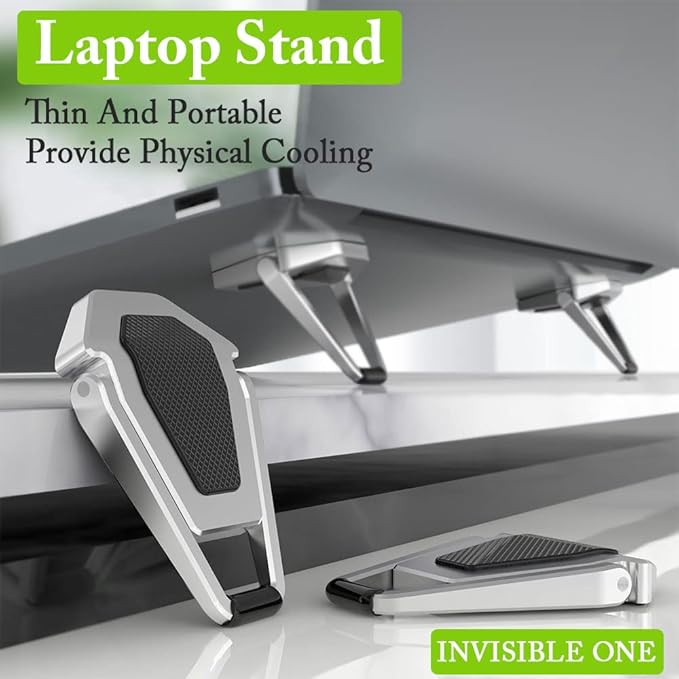 Portable Invisible Laptop Stand, Mini Aluminum Cooling Pad,Computer Keyboard Mount Kickstand,Ergonomic Lightweight Laptop Desk Stand (2pack（4pcs）)