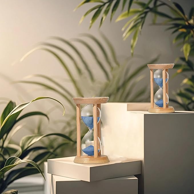 Large Hourglass 60 Minute,Bamboo Sand Timer, reloj de Arena 60 Minuto- Decorative Sandglass for Tea Time,Classroom,Office,Cooking,Blue
