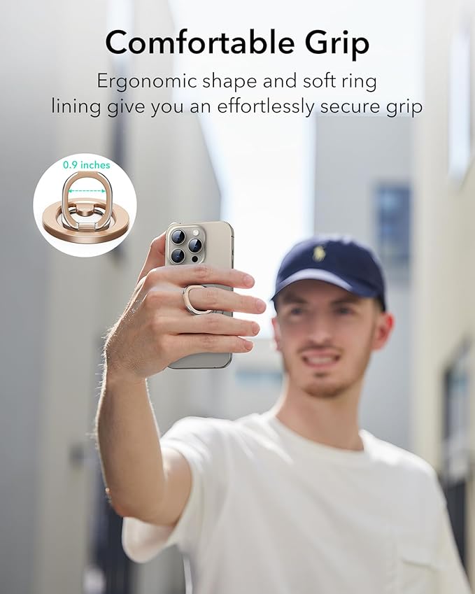 ESR for MagSafe Ring Holder, for MagSafe Phone Grip, Magnetic Phone Ring Holder, Magnetic Phone Grip with 2-Way Adjustable Stand for iPhone 17/16/15/14/13/12, S25, Pixel 10, Phone Accessories,Titanium
