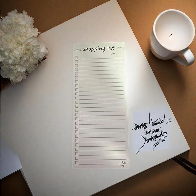 Shopping List Notepad, Grocery List Task Planner Writing Pad, 2 Pack 3.7x8.5, Store, Market, Pad for Planning, Simple Stylish To-Dos Memo Pad for Planning, Tasks, Appointments, Reminders, Home, Office - 50 Sheets per Pad (Shopping List, 3.7" x 8.5")