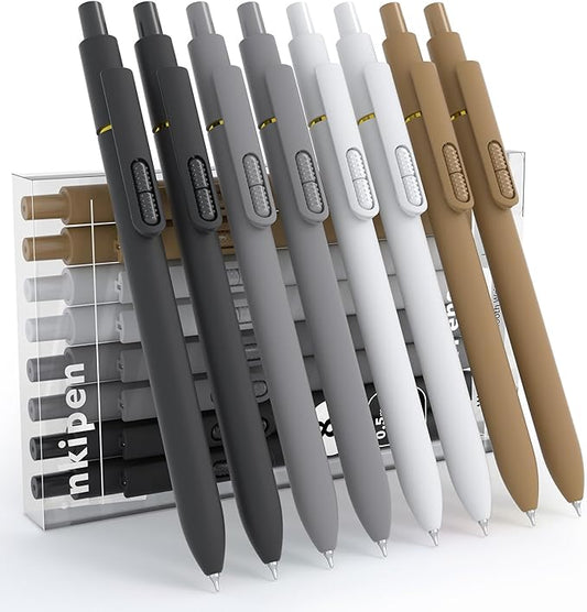 inkipen- 8 Pack Pens, Gel pens Black Ink, Fine Point(0.5mm),Quick-Drying Smooth Writing,School and Office Supplies(black white)