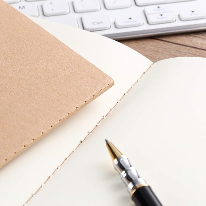 20 Pack Blank Small Pocket Notebook Journals Bulk with Thick Unlined Paper, 60 Pages, 5.5x3.5 inch, A6 Size, Easy to Carry, Kraft Cover, Diary Writing Sketchbook Subject Notebooks Planner