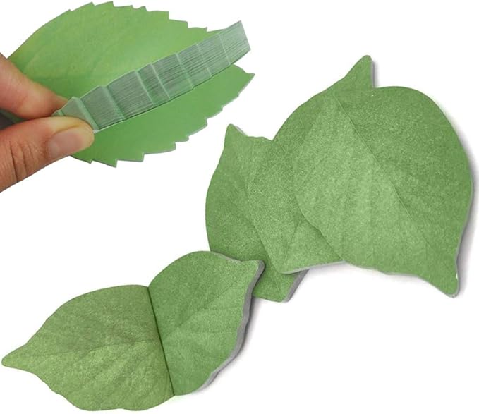 5 Packs Green Leaf-Shaped Sticky Notes Stickers Removable Self-Stick Notes Scratch Pads for Desk Office School Memos