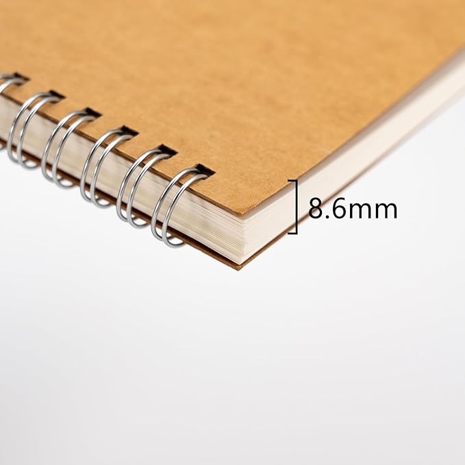 DSTELIN 10 inch x 7.5 inch, 100GSM, Blank Spiral Notebook, 1-Pack, Soft Cover, Sketch book, 120 Pages / 60 Sheets, (Brown)