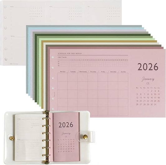 Koqye 2026 A7 Tri-Fold Monthly Planner Refills Kit, Foldable 5x3.1 in, Colorful Monthly Refills Jan-Dec 2026 with Goals, To-Do Lists, Notes, for Planning Organization