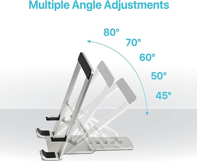BLACK+DECKER Phone Stand for Desk - Folding Cell Phone Stand Holder - Adjustable and Portable, Folds Down Flat - for Office, Gaming, Bed, Travel - Phone Kickstand Compatible with iPhone