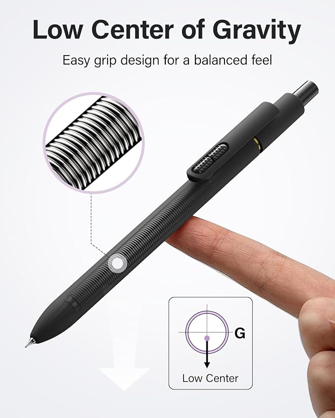 inkipen- 8 Pack Pens, Gel pens Black Ink, Fine Point(0.5mm),Quick-Drying Smooth Writing,School and Office Supplies （black）