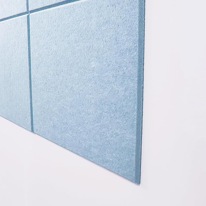 Large Cork Board Alternative, 11.8''x11.8'' 12 Pack Felt Bulletin Board with Safe Removable Adhesive Tabs, Connectable Felt Wall Tiles Bulletin Boards Cork Boards for Walls Pin Board Tack Board-Blue