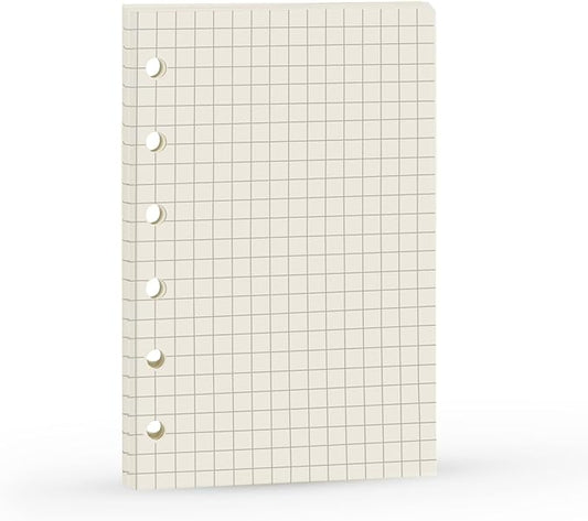 A7 Refill,Pocket Notebook Inserts, Grid 6 Hole Paper for Filofax, Square Matrix 100gsm Thicker Paper for Refillable 6 Rings Binder Agenda, 4.84 x 3.23'', Harphia