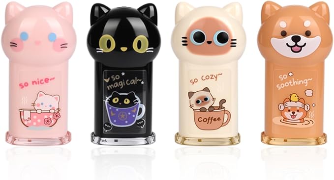 4Pcs Cute Cat Pencil Sharpeners Small Manual Pencil Sharpener Kawaii Stationery Set Kawaii School Supplies for Kawaii Office School Home Supplies
