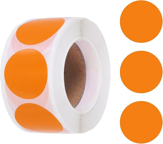uxcell 500pcs Orange Round Stickers Roll 1 Inch Self-Adhesive Stickers Coding Label Removable for DIY Crafts Homework, Office, Shop, Home, Classroom Marking
