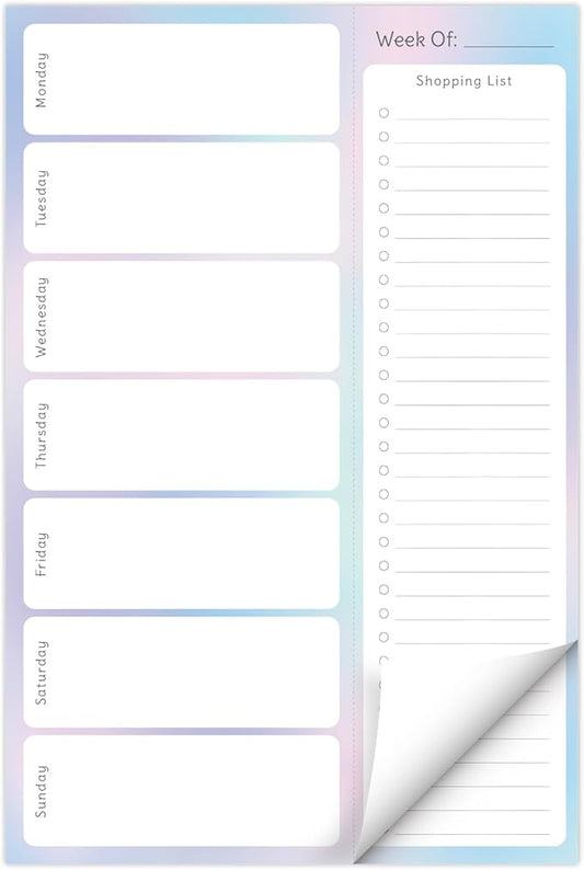 Global Printed Products 6" x 9" Vertical Meal Planning Pad, 60-Sheets, Pastel