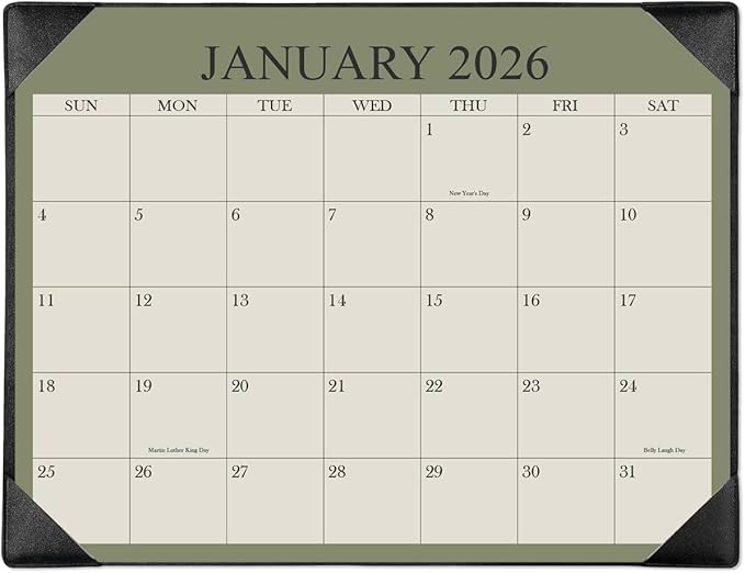 Desk Calendar 2026 with Desktop Mat, 18 Month Small Desk Pad Calendar from January 2026 to June 2027, 8.5" x 11" Desk Pad Calendar 2026 for Home, School Office, Black